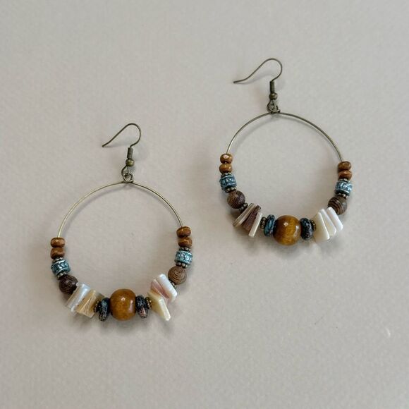 Bohemian Hoop Earrings S1187 - Picture 2 of 3